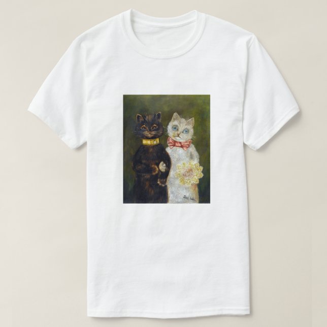 Cat Bröllop, Giftermål, Bride, Louis Wain Tee Shirt (Design framsida)