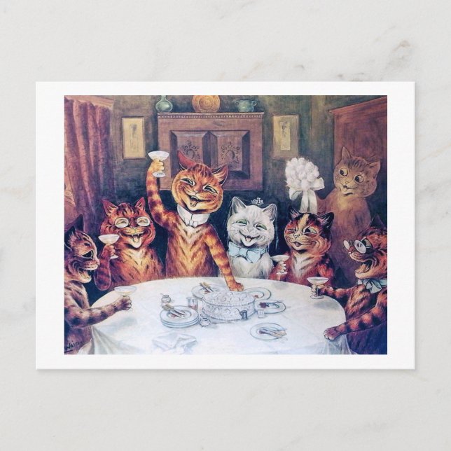 Cat Bröllop, Giftermål, Bride, Louis Wain Vykort (Framsida)