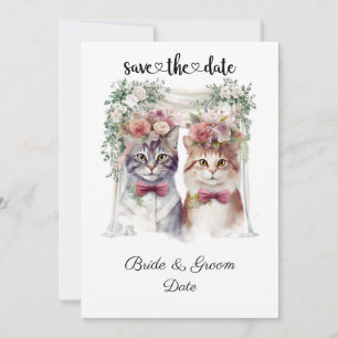 Cat Bröllop med Bride och Groom Spara Datumet