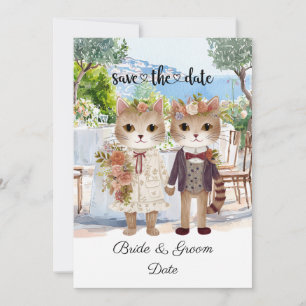 Cat Bröllop med Bride och Groom Spara Datumet