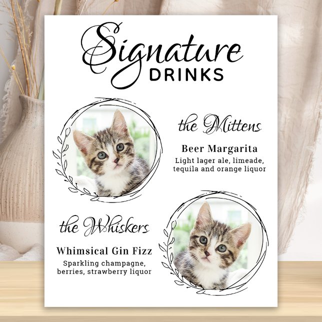 Cat Bröllop Namnteckning Drinks 2 Pet Photo Pub Poster (Skapare uppladdad)