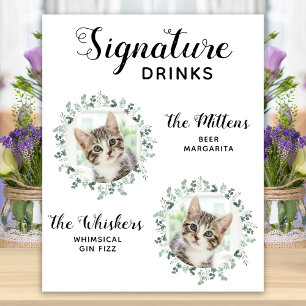 Cat Bröllop Namnteckning Drinks Anpassningsbar 2 P Poster