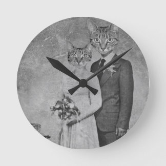 Cat bröllop rund klocka