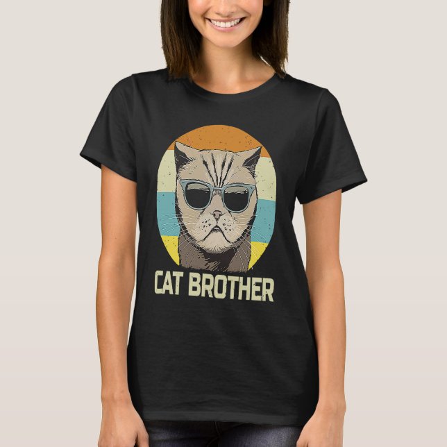 Cat Brother Retro Graphic Boys Manar T Shirt (Framsida)