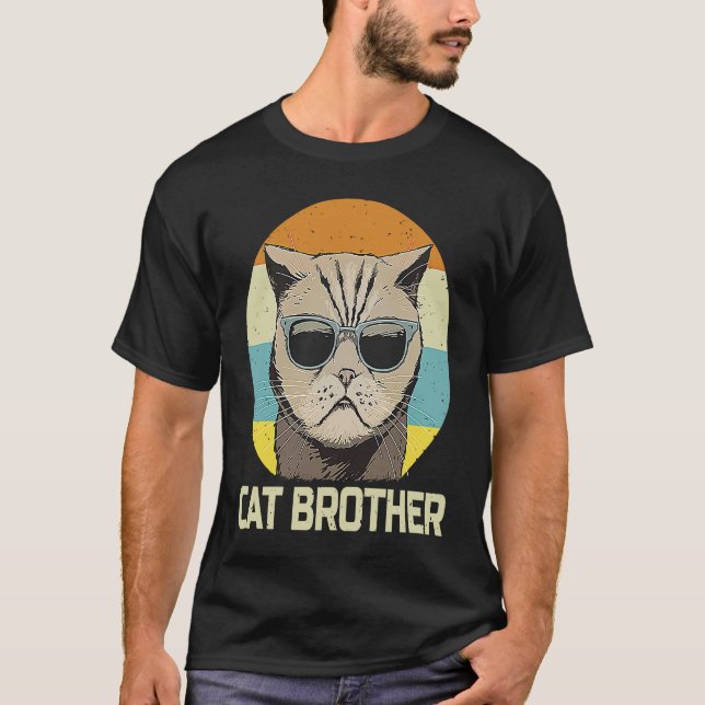 Cat Brother Retro Graphic Boys Manar T Shirt (Framsida)