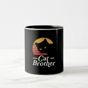 Cat Brother Vintage Stil Retro Gift for Cat Lover Två-Tonad Mugg