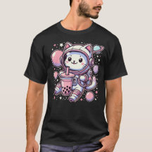 Cat Bubble Boba Tea in Space Astronaut Anime