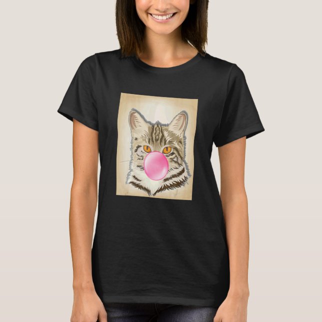Cat Bubble Gum  Feline T Shirt (Framsida)