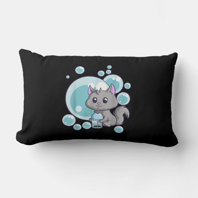 Cat Bubble Tea Gift | Funny Boba Tea Cats Design Lumbarkudde (Framsida)