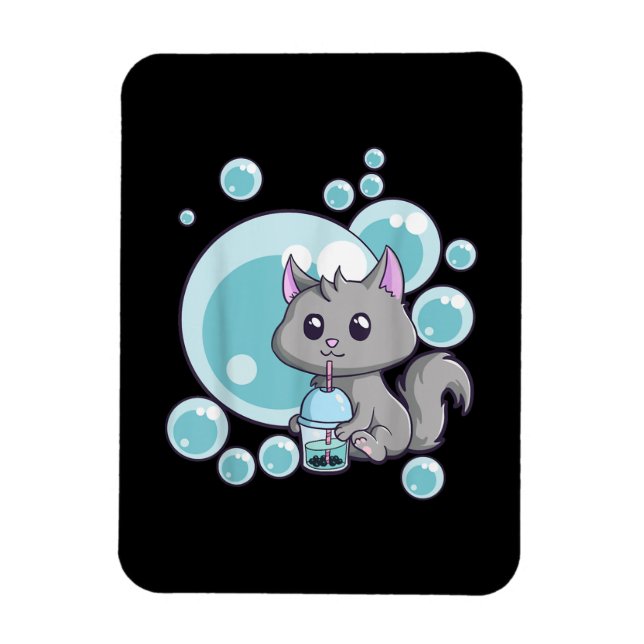 Cat Bubble Tea Gift | Funny Boba Tea Cats Design Magnet (Vertikal)