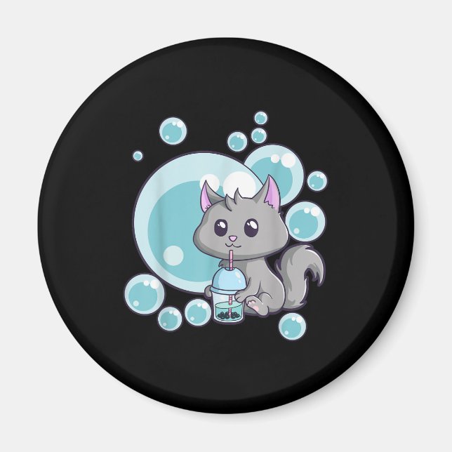 Cat Bubble Tea Gift | Funny Boba Tea Cats Design Magnet (Framsidan)