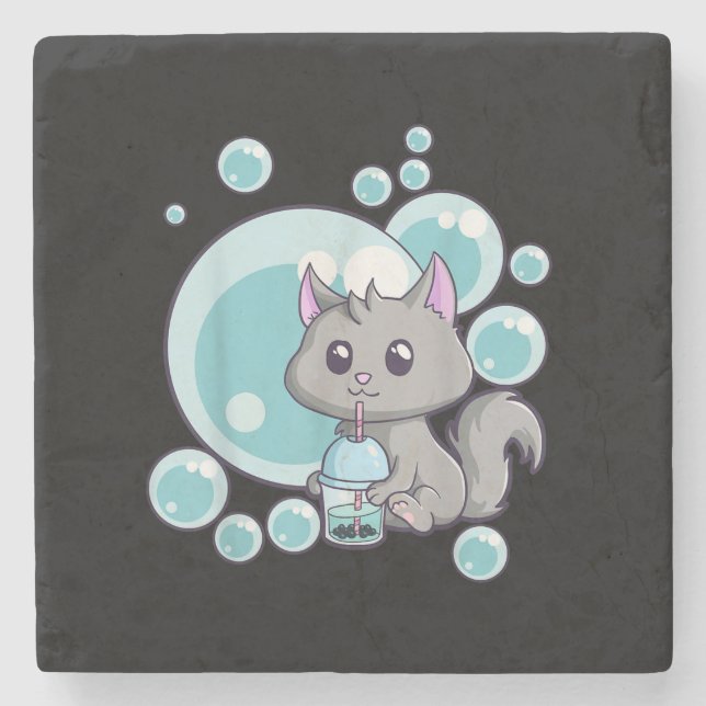 Cat Bubble Tea Gift | Funny Boba Tea Cats Design Stenunderlägg (Framsidan)
