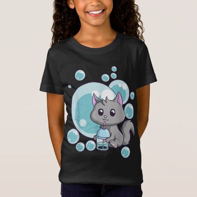 Cat Bubble Tea Gift | Funny Boba Tea Cats Design T Shirt (Framsida)