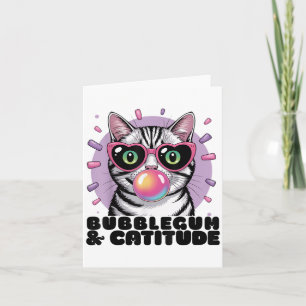 Cat Bubblegum Funny Pop Sungles Heart Ögon Kort