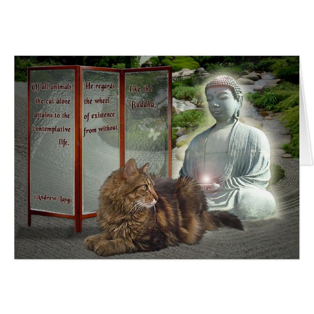 Cat-Buddha-naturen Hälsningskort (Framsidan Horizontal)