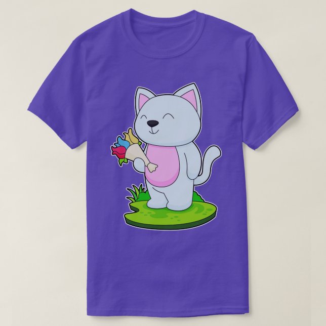Cat Bunch of Flowers T Shirt (Design framsida)