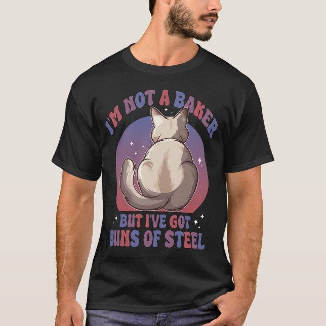 Cat Buns of Steel Funny Cute Kattunge Humor Fitnes T Shirt (Framsida)