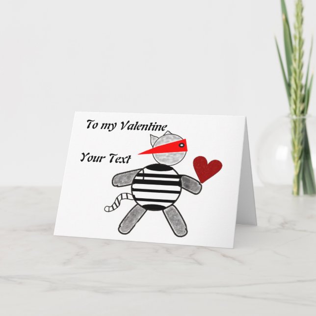 Cat Burvju Valentine Greeting Card (anpassa) Kort (Framsida)