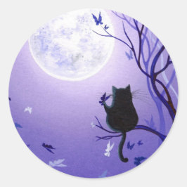 Cat Butterfly Swirl Runt Klistermärke