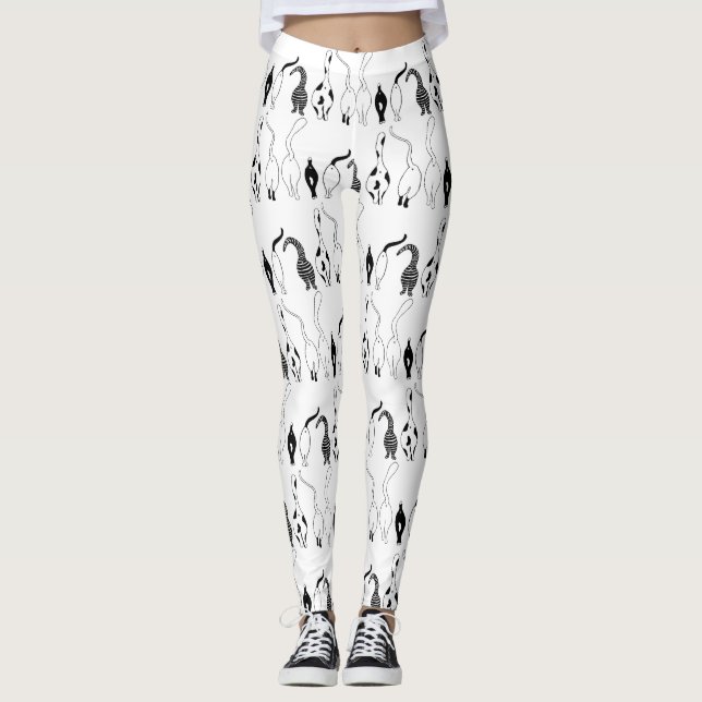Cat Butts Mönster Leggings (Framsida)