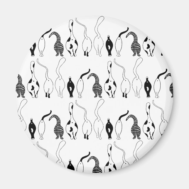 Cat Butts Mönster Magnet (Framsidan)