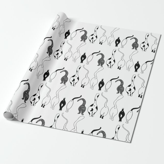 Cat Butts Mönster Presentpapper (Utrullad)