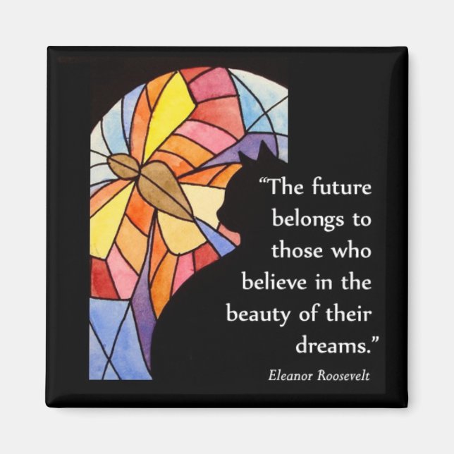 Cat by Window med Butterfly - Magnet (Framsidan)