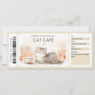 Cat Cafe Gift Certificate för en kattälskare Inbjudningar
