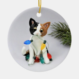 Cat Calico Helgdag Ceramic Ornament
