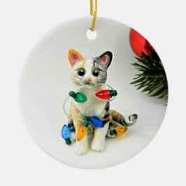 Cat Calico Tabby Helgdag Ceramic Ornament