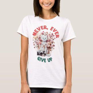 Cat & Camera: Never Give Up T Shirt