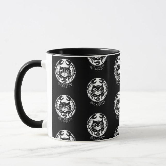 Cat Cancer Zodiac Black Mugg, Astrologi, Cats-a-To Mugg (Vänster)