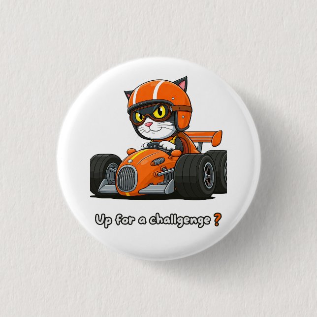 Cat car racing Acrylic Keychain Knapp (Framsida)