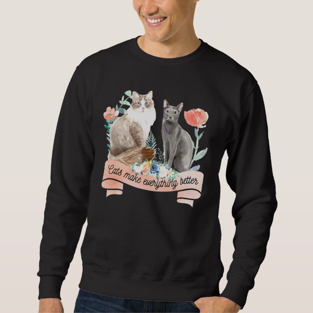 Cat Cat Cat Cat Cat Tees Cat Cat Lång Ärmad Tröja (Framsida)