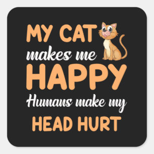 Cat Cat Cat Lover Pet Kitten Cute Funny Gift Idea Fyrkantigt Klistermärke