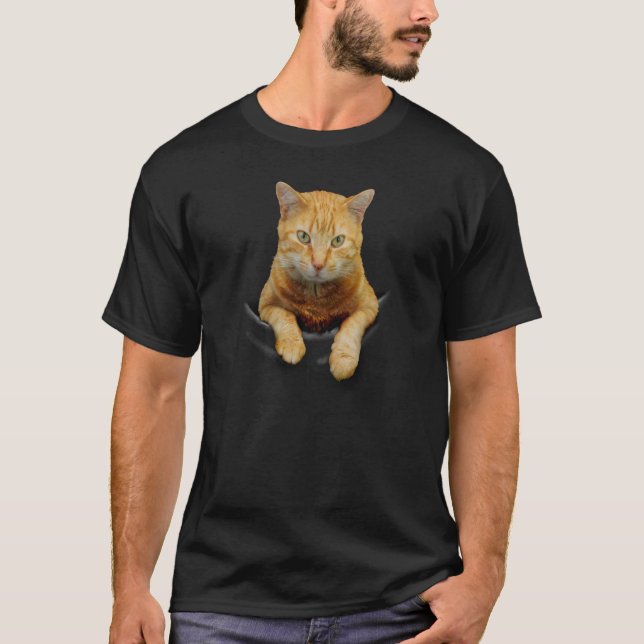 Cat Cat Cat Peeking out Pocket for Cat T Shirt (Framsida)