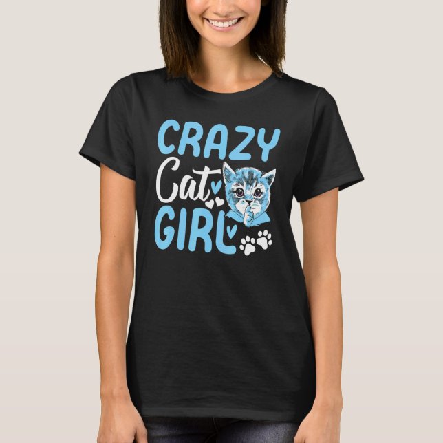 Cat Cat Owner i Cat Cat Cat Owner i Crazy Cat Girl T Shirt (Framsida)