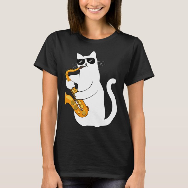 Cat  Cat Saxophone Tee  Cat Sax (Framsida)