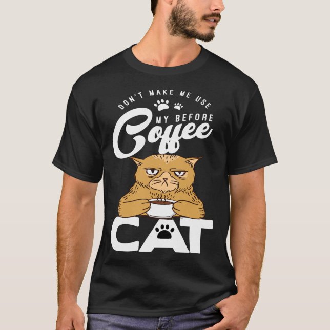 Cat Cat Work Colleague Coffee Drinker T Shirt (Framsida)