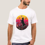 Cat Catching Bubble Retro Vintage Sunset Art T Shirt<br><div class="desc">Celebrate the playful spirit of your favorite feline with this charming cat catching bubble design, featuring a striking black cat silhouette against a distressed vintage sunset. The vibrant colors and whimsical, wraparound typography make it a deeply nostalgic and stylish piece for anyone who adores retro aesthetics and playful pets. Perfect...</div>