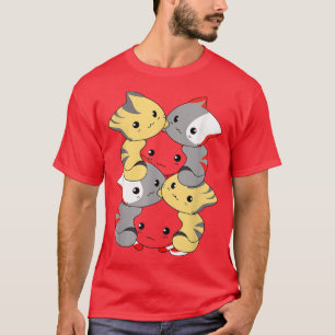 Cat Cats Cute Kattunge Pile Anime Neko Kitten Kawa T Shirt