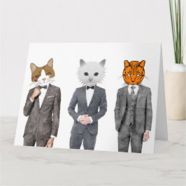 CAT CATS WEARING A KOSTYM BIG FÖDELSEDAGSKORT KORT