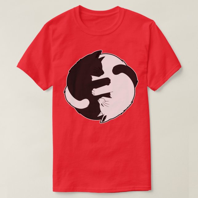 Cat Cats Yin Yang Ying Yang Gift 10 T Shirt (Design framsida)