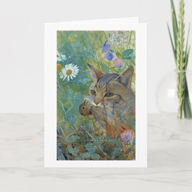 Cat Caught a Bird, Bruno Liljefors Kort (Framsida)