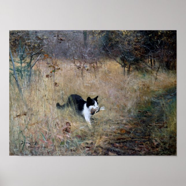 Cat Caught a Bird, Bruno Liljefors Poster (Framsidan)