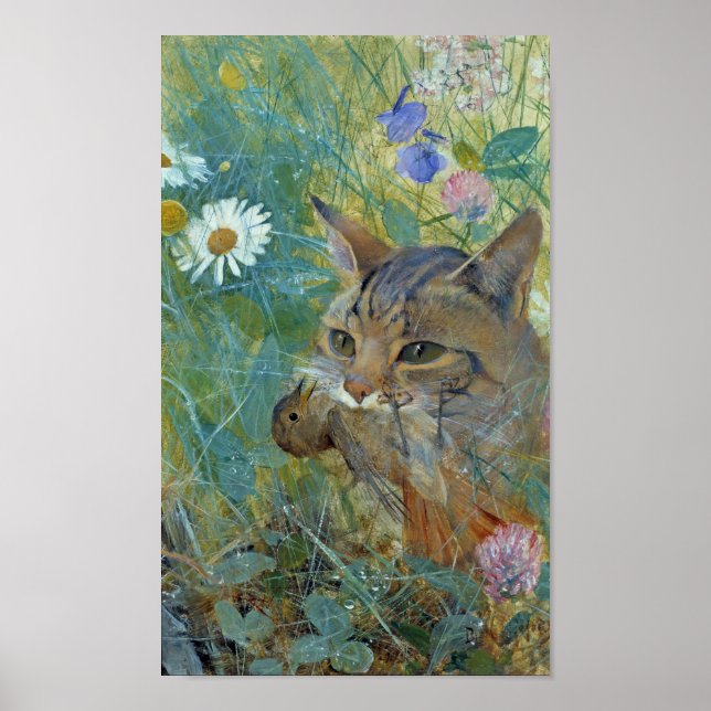 Cat Caught a Bird, Bruno Liljefors Poster (Framsidan)