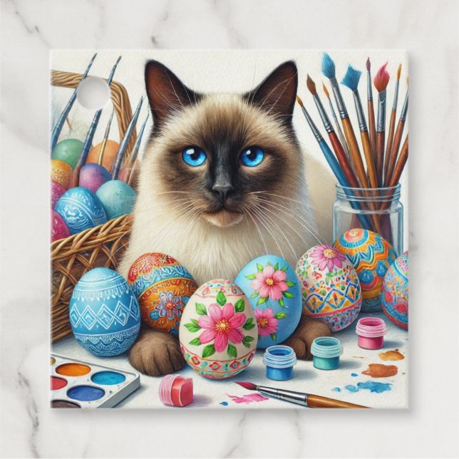 Cat Celebrate Påsk Helgdag med påskägg Gåvor Etiketter (Framsida)