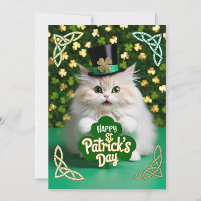 Cat Celebring St patricks day Spara Datumet (Framsida)