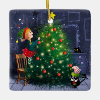 Cat Chaos Christmas Julgransprydnad Keramik