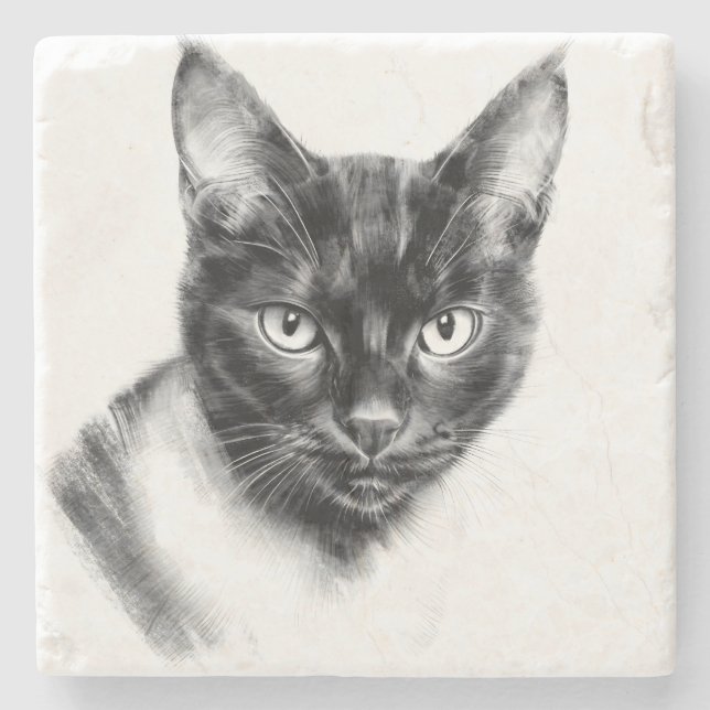 Cat Charcoal Stenunderlägg (Framsidan)